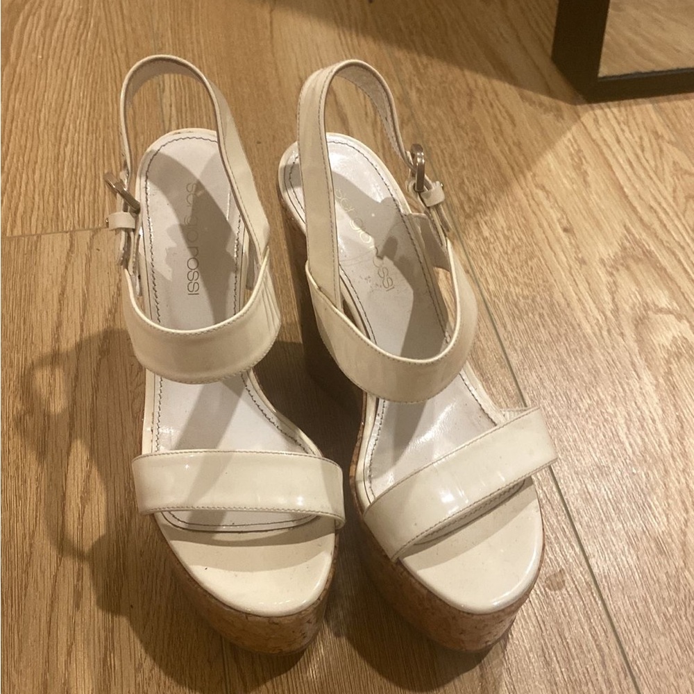 Sergio Rossi White Heeled Sandals/Wedges